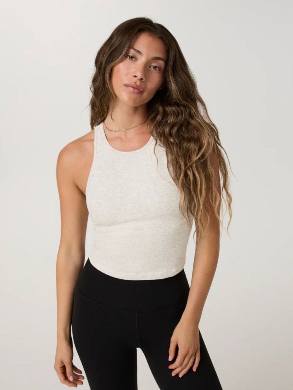 Vuori Pose Plyo Tank | White Heather | Size: Small